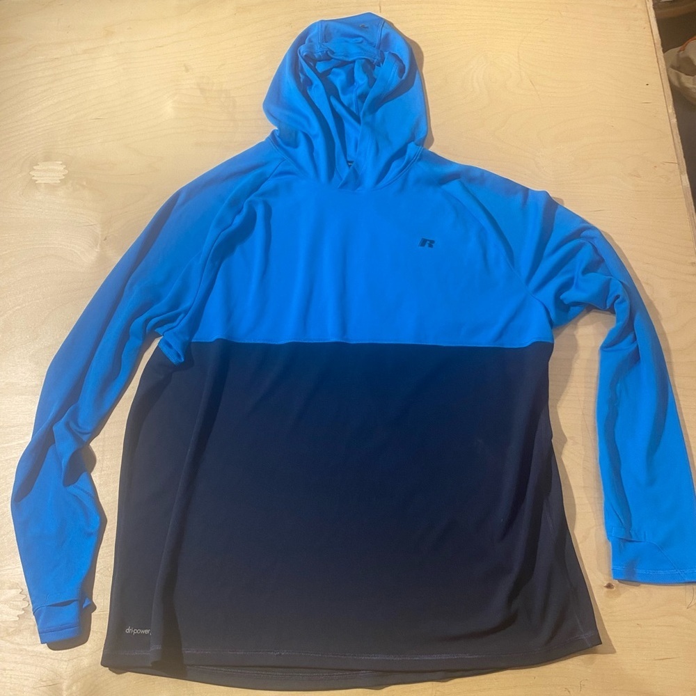Russell Athletic Two-Tone Blue and Black Hooded Shirt 2XL (50-52) (FR)
